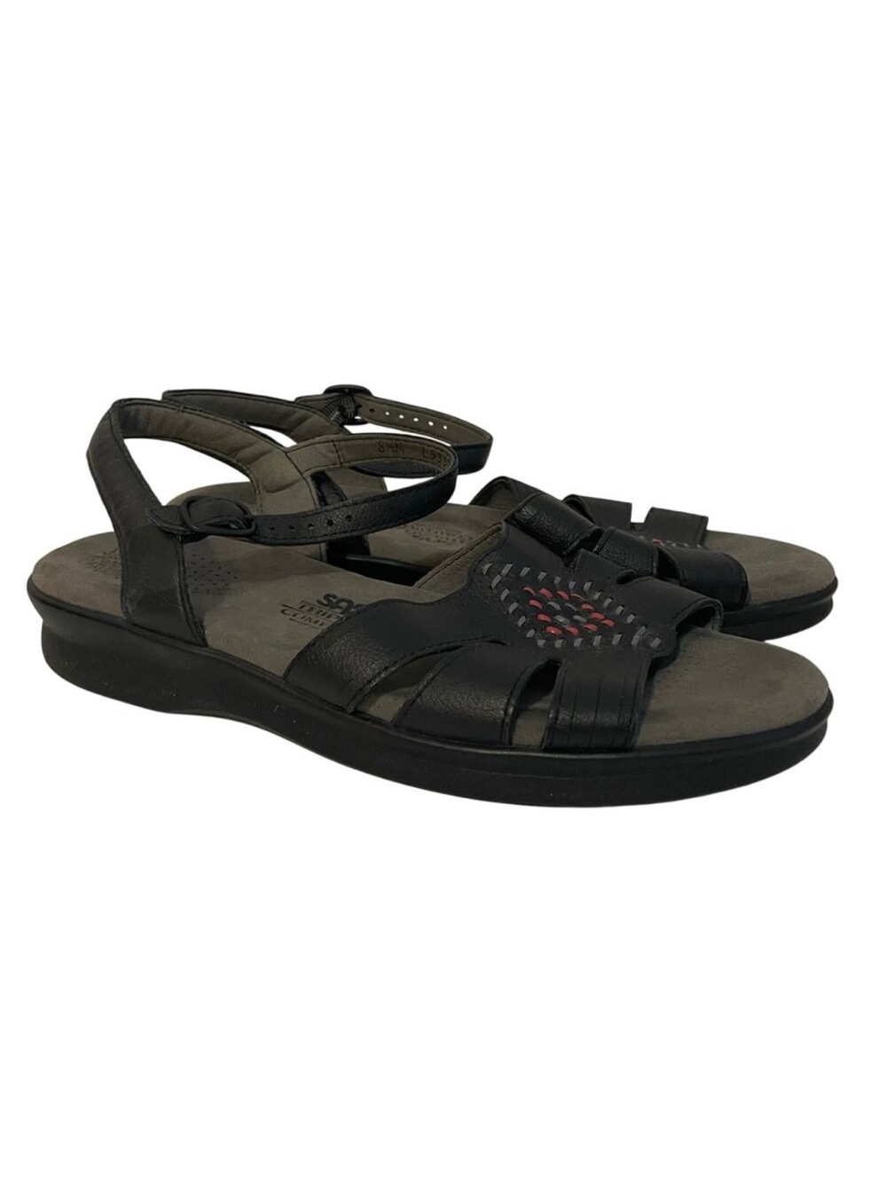 SAS Huarache Sandals Women's Leather Strappy Stitched Black Comfort 8.5M